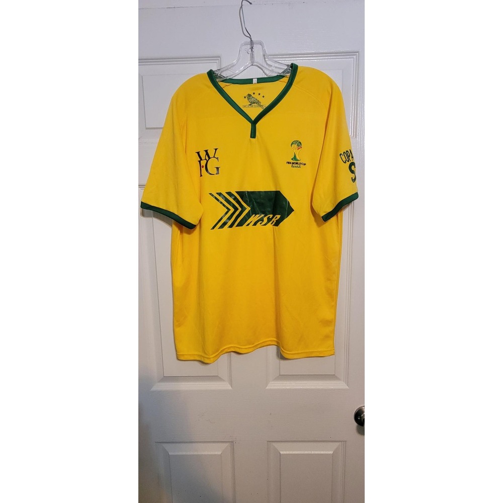 Brazil 2014 FIFA‎ World Cup Soccer Jersey Yellow Green WSB Latino 10 Mens Large
